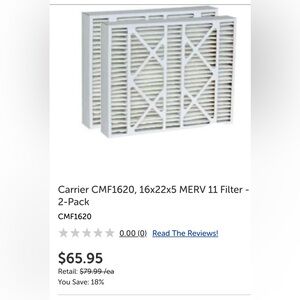 NIB Carrier air filter 20x25x5